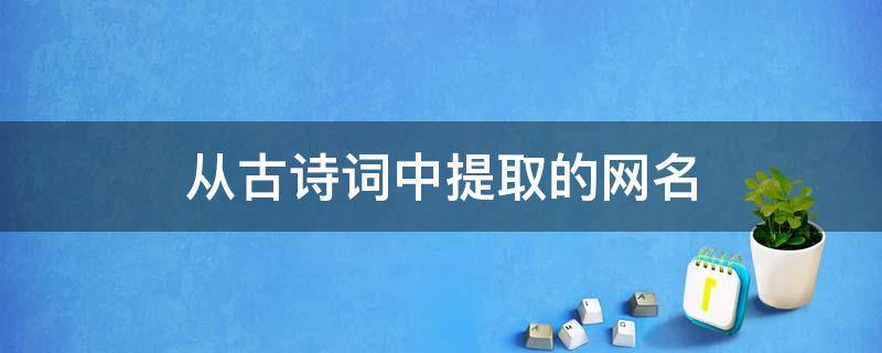 从古诗词中提取的网名 从古诗词中取名网名