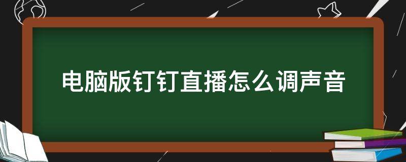 电脑版钉钉直播怎么调声音 钉钉直播如何调声音