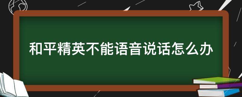 和平精英不能语音说话怎么办 和平精英没办法语音聊天是怎么回事