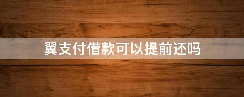 翼支付借款可以提前还吗 翼支付借款能不能提前还