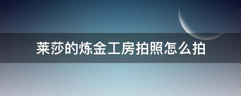 莱莎的炼金工房拍照怎么拍 莱莎的炼金工房如何拍照