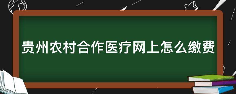 贵州农村合作医疗网上怎么缴费 贵州农村合作医疗网上缴费怎么交2021