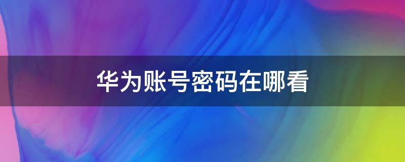 华为账号密码在哪看 华为账号密码在哪儿看