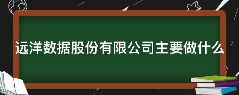 远洋数据股份有限公司主要做什么（远洋数据有限公司怎么样）