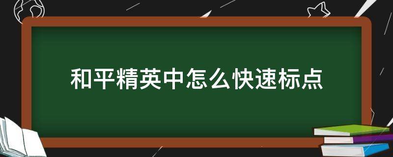 和平精英中怎么快速标点（和平精英快速标点怎么标）