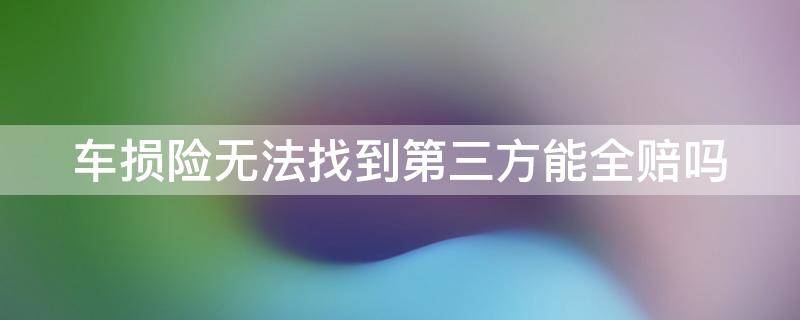 车损险无法找到第三方能全赔吗（车损险无法找到第三方有必要买吗）