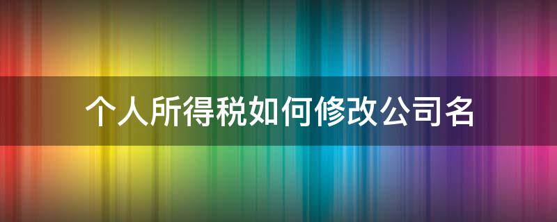 個人所得稅如何修改公司名（個人所得稅修改公司名稱）