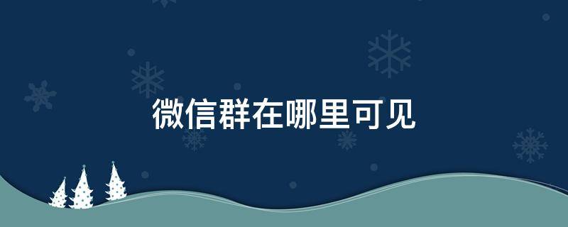 微信群在哪里可见（微信群在哪里可以看见）