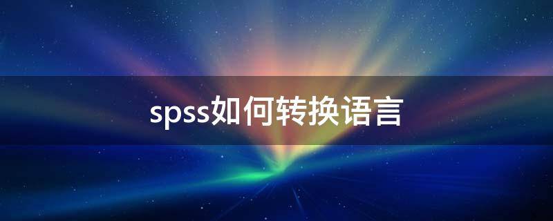 spss如何转换语言 spss如何数据转换