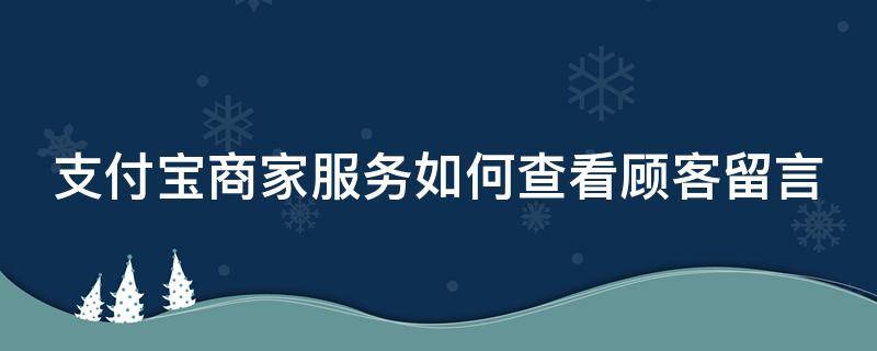 支付宝商家服务如何查看顾客留言（支付宝商家服务怎么看顾客留言）