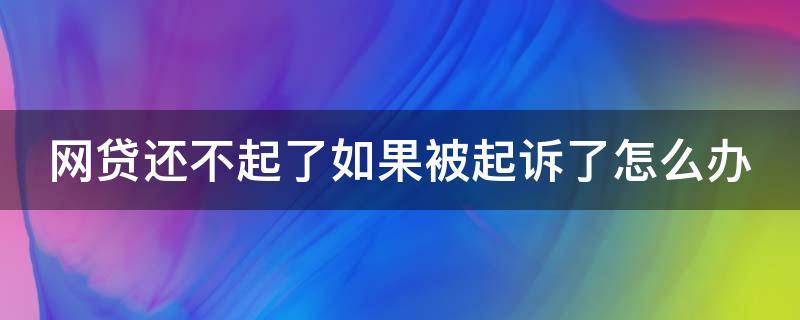 網(wǎng)貸還不起了如果被起訴了怎么辦（網(wǎng)貸還不起了如果被起訴了怎么辦理）