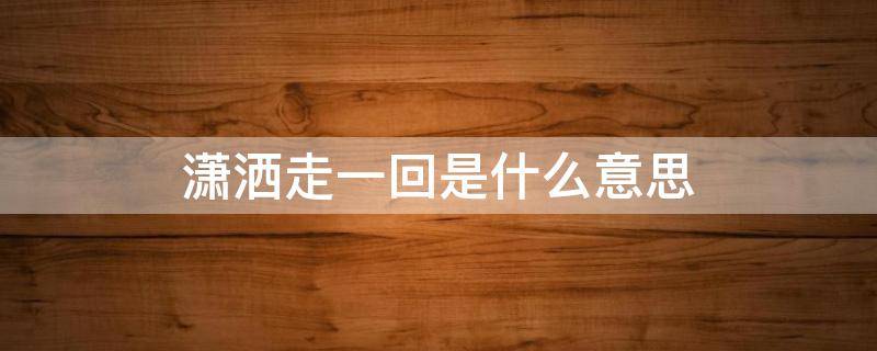 潇洒走一回是什么意思 潇洒走一回是什么意思?