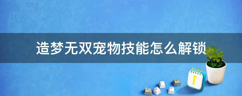 造梦无双宠物技能怎么解锁（造梦无双的宠物技能怎么解锁）