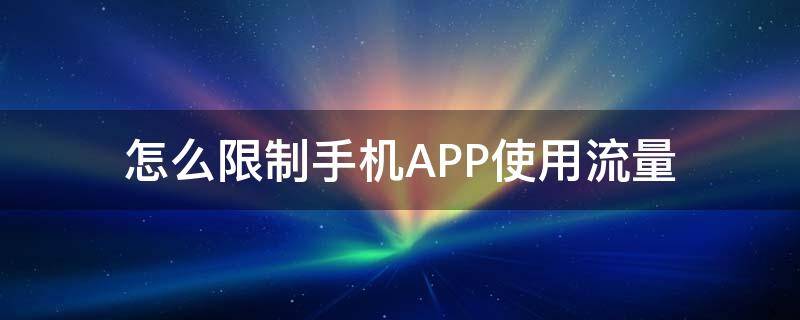 怎么限制手机APP使用流量（怎么禁止手机app使用流量）