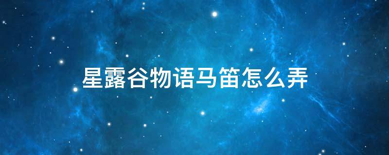 星露谷物语马笛怎么弄 星露谷物语长笛