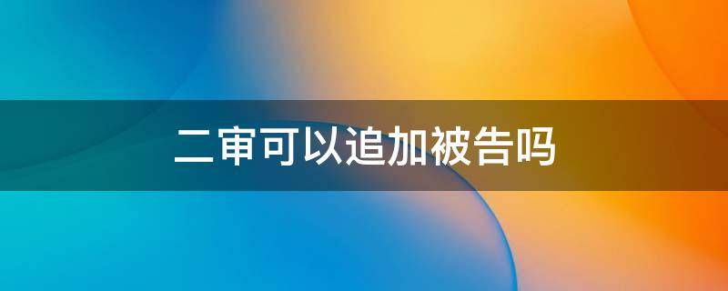 二审可以追加被告吗（二审可以申请追加被告吗）