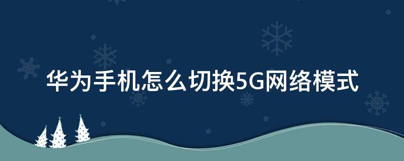 華為手機(jī)怎么切換5G網(wǎng)絡(luò)模式 華為手機(jī)5g網(wǎng)絡(luò)模式選哪個