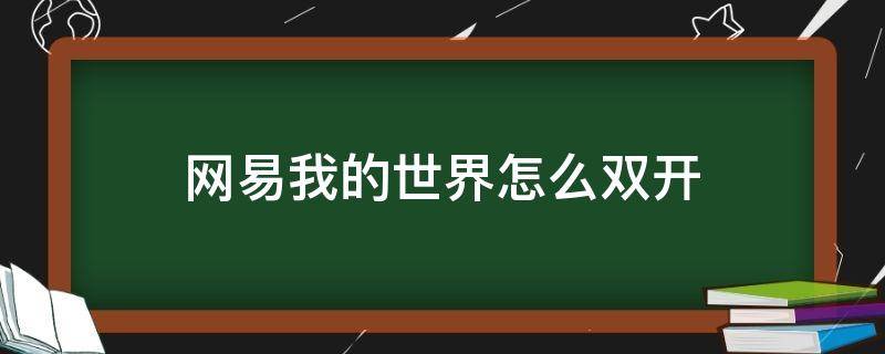 网易我的世界怎么双开（网易我的世界如何多开）