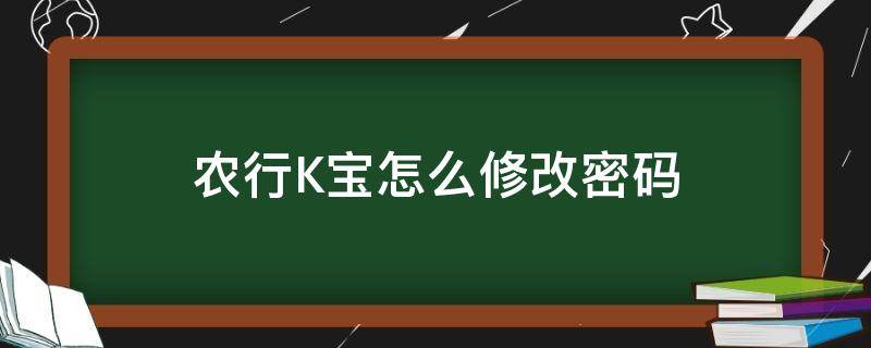 农行K宝怎么修改密码（农行K宝密码修改）