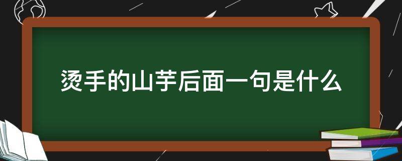 烫手的山芋后面一句是什么 烫手的山芋下一句是什么