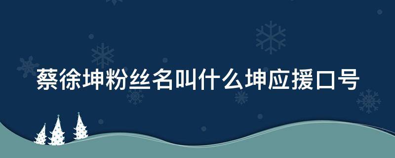 蔡徐坤粉丝名叫什么坤应援口号（蔡徐坤粉丝名是啥）