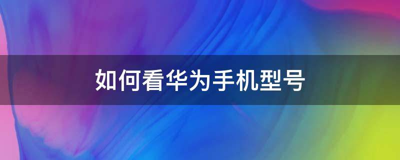 如何看华为手机型号（如何看华为手机型号ELE-AL00）