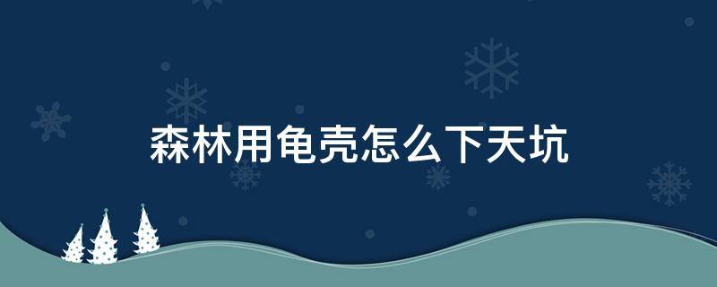 森林用龜殼怎么下天坑 森林如何用龜殼下天坑