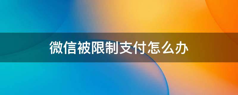 微信被限制支付怎么辦（微信限制支付了怎么辦）