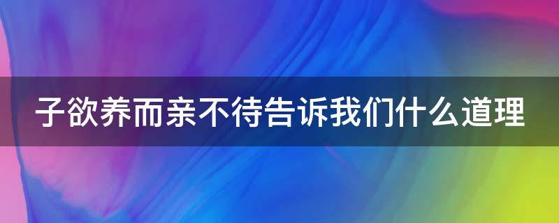 子欲养而亲不待告诉我们什么道理 子子欲养而亲不待的完整话