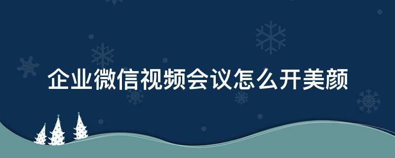 企业微信视频会议怎么开美颜 企业微信视频会议 如何开美颜