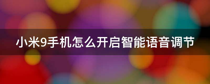 小米9手机怎么开启智能语音调节 小米9手机怎么开启智能语音调节模式