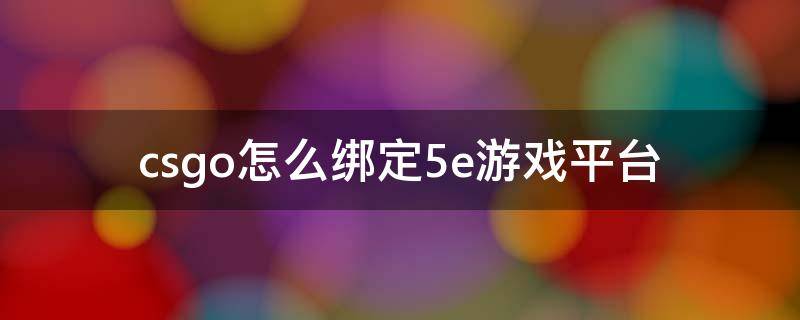 csgo怎么绑定5e游戏平台（csgoe5平台怎么下）