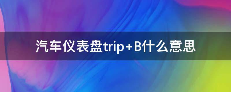 汽车仪表盘trip 汽车仪表盘trip和km分别代表什么