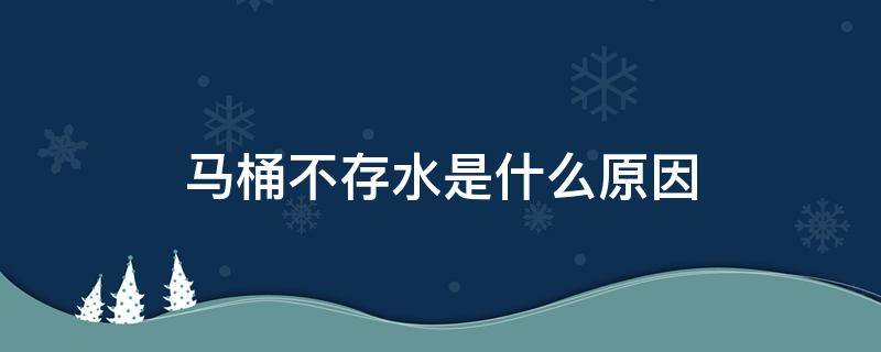 马桶不存水是什么原因（马桶不存水是什么原因还有一直响着）