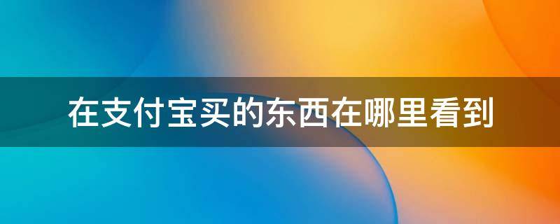 在支付寶買的東西在哪里看到 支付寶里面買的東西在哪里查看