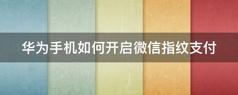 华为手机如何开启微信指纹支付 华为手机如何开启微信指纹支付功能