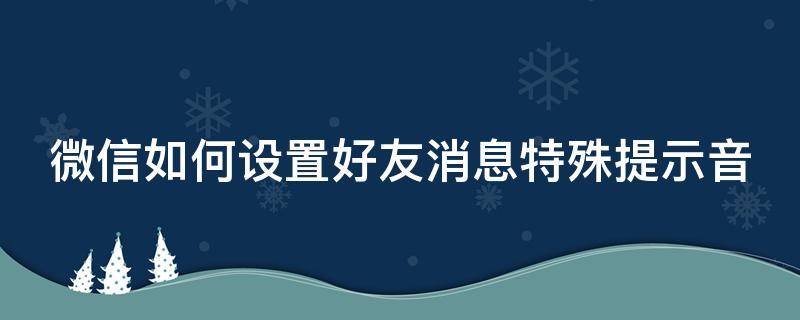 微信如何设置好友消息特殊提示音（微信如何设置好友消息特殊提醒）