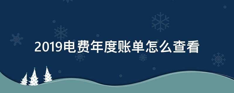 2019电费年度账单怎么查看 电费查询账单明细