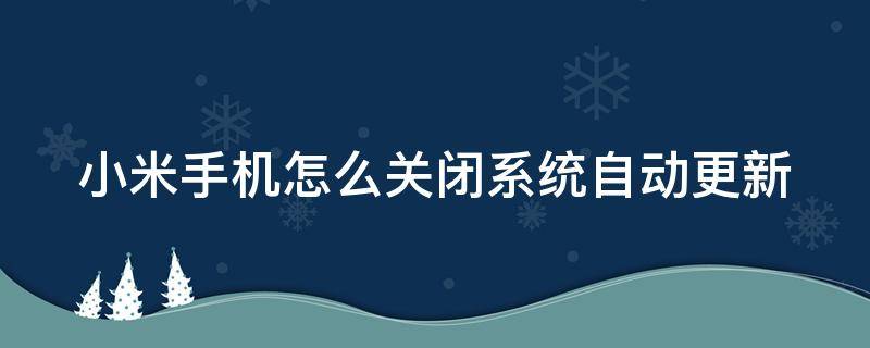 小米手機(jī)怎么關(guān)閉系統(tǒng)自動(dòng)更新 小米手機(jī)怎么關(guān)閉系統(tǒng)自動(dòng)更新軟件