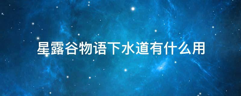 星露谷物语下水道有什么用 星露谷物语下水道里面有什么