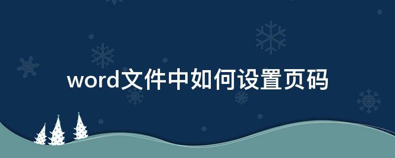 word文件中如何設(shè)置頁碼（word文檔里面如何設(shè)置頁碼）