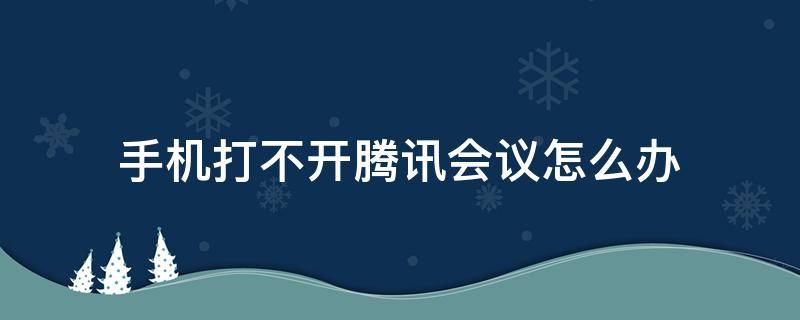 手机打不开腾讯会议怎么办 手机腾讯会议文档打不开