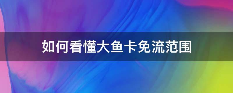 如何看懂大魚卡免流范圍 大魚卡的免流范圍