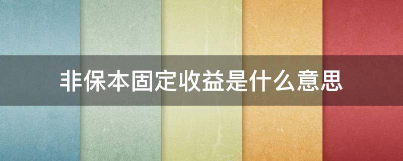 非保本固定收益是什么意思 非保本固定收益类