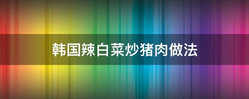 韩国辣白菜炒猪肉做法（韩国辣白菜炖猪肉做法）