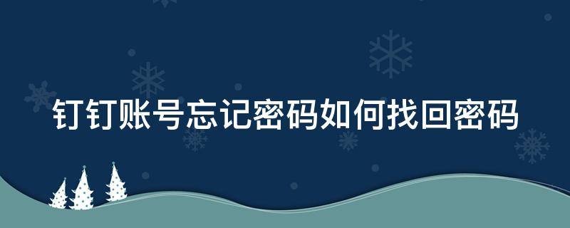 钉钉账号忘记密码如何找回密码 钉钉账号密码忘记了怎么找回