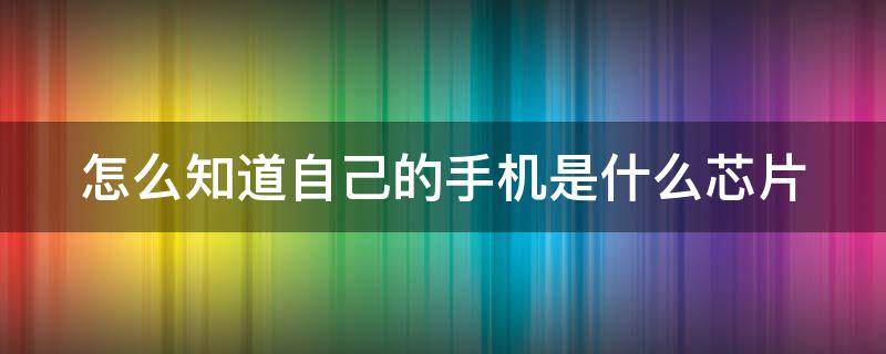 怎么知道自己的手机是什么芯片（手机是什么芯片在哪里看）