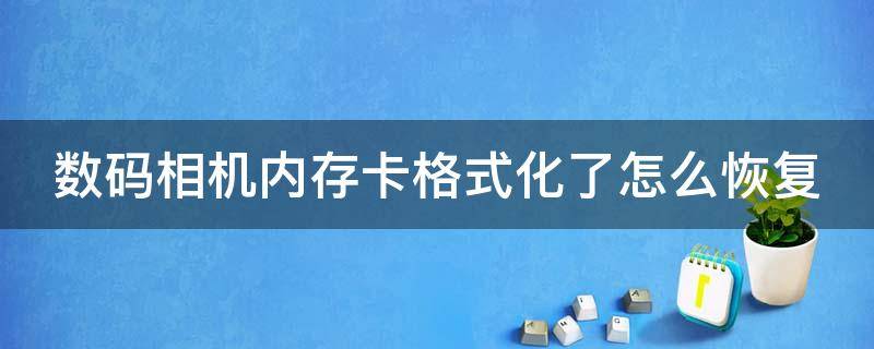 数码相机内存卡格式化了怎么恢复 数码相机存储卡格式化