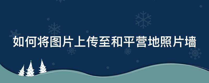 如何将图片上传至和平营地照片墙 和平营地怎样在个人照片墙上上传照片