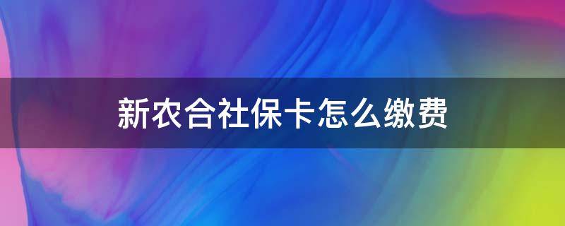 新农合社保卡怎么缴费 新农合社保卡怎么交费